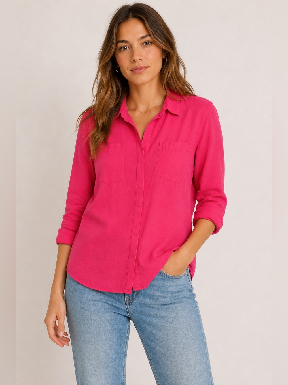 Thread & Supply | Hot Pink Button-Down Shirt NWOT | Size Large